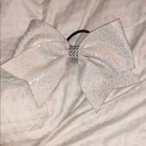 White cheerleading bow